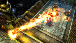 Attacking a group with the Human Torch.