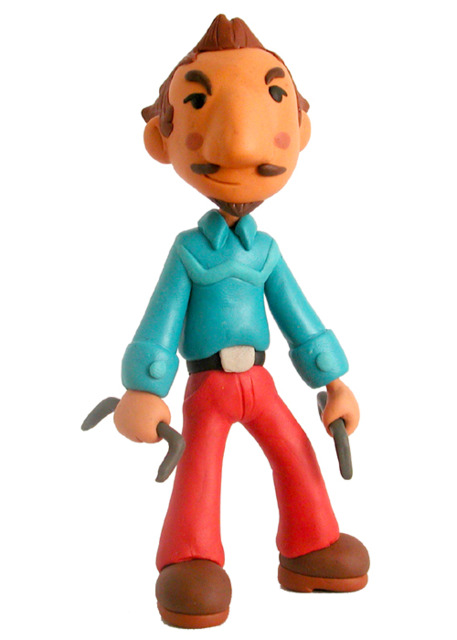 A clay figure of Duster.