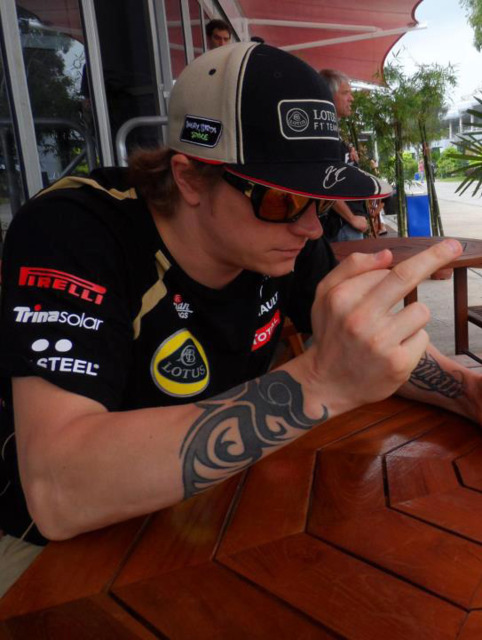 Generally how Kimi feels about everything, particularly about Lotus.