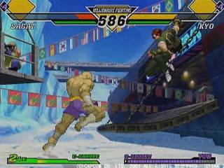 Sagat (left) uses the C-Groove while Kyo (right) uses the S-Groove.