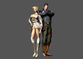 Victor Belmont (right) pictured with Sonia Belmont, as they would have appeared in Castlevania: Resurrection.