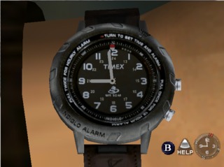 Ryo's Timex-branded wristwatch