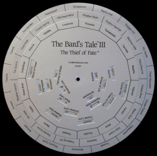 A code wheel required for playing The Bard's Tale III.