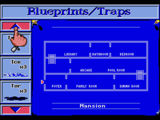 The blueprints screen makes it possible to booby trap the house in several different ways.