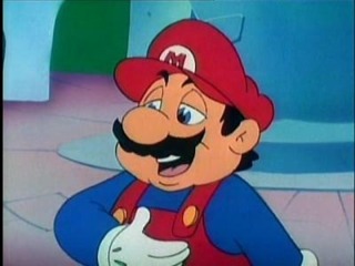 An artist's rendition of Mario addressing the concerns of Nintendo shareholders.