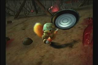 The demo briefly features the frying pan. It operates similarly to how it did in the original version of Bad Fur Day.