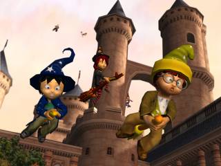 Billy and his friends compete in a game of Quidditch.