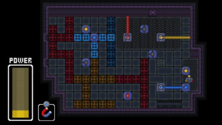 A stage of the game with multiple colored tiles and unpowered blocks