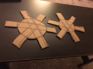 My cardboard guide stencils, which I used when building Alex's kit.
