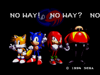 The screen that appears after locking on Sonic the Hedgehog.