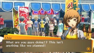 Chie has a new hairstyle and string tie