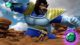 Goku fighting Great Ape Vegeta, one of the various boss fights.