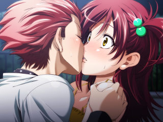 Souta kisses Yui. Souta seems to be not good at reading the atmosphere.