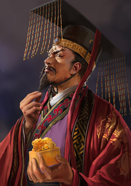 Yuan Shu's appearance in Romance of the Three Kingdoms XII, holding the Imperial Seal.