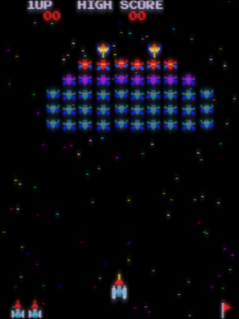 Galaxian, released by Namco for arcades in 1979. Its Namco Galaxian hardware, featuring multi-colored sprites, was widely used during the early 1980s.