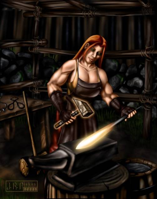 The Blacksmith of the Rogue Encampment in Diablo II. 