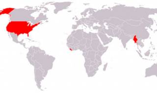Countries that don't use the metric system.
