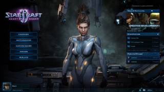 The updated main screen in Heart of the Swarm, featuring a newly human Kerrigan. 