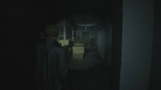 Leon pulls out a flashlight in particularly dark areas.