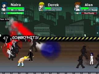 The team goes all out with various attacks as they get surrounded by enemies.