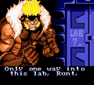 A cutscene depicting Sabretooth guarding the secret laboratory.
