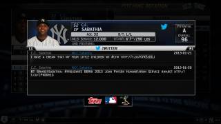 Twitter feed of C.C. Sabathia shown on his player card in game