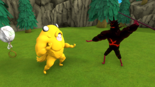 Special attacks like this muscle Jake suit are activated after filling a meter. 