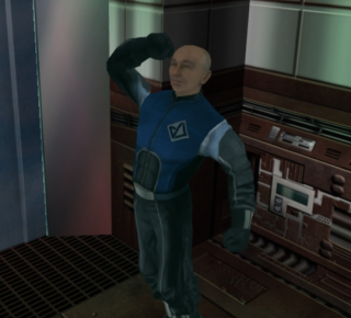 Peter Molyneux claiming to guard a lift in real time.