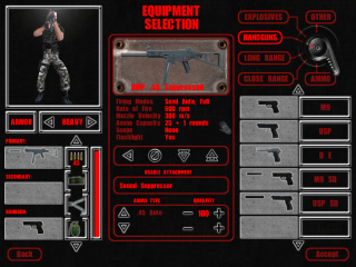 The equipment selection screen