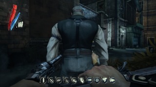 The preferred method of encountering guards, from behind.