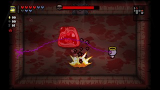 Isaac fighting Monstro in the Basement.