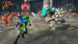 Link facing off against a Lizalfos and Bokoblins.