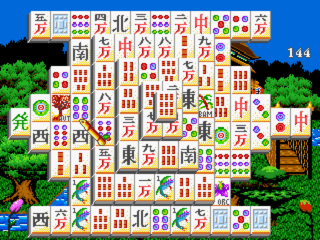 Activision's Sega Genesis version, with a vibrant version of the traditional puzzle and mahjong tiles