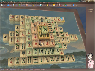 Kyodai Mahjongg 2006 v1.42, the game's final revision, with 3D enabled.