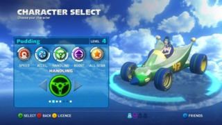 Pudding on the main menu, in Sonic & All-Stars Racing Transformed.