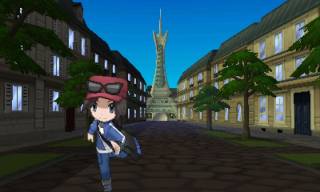 A player character roller skating in an area reminiscent of Paris, France.