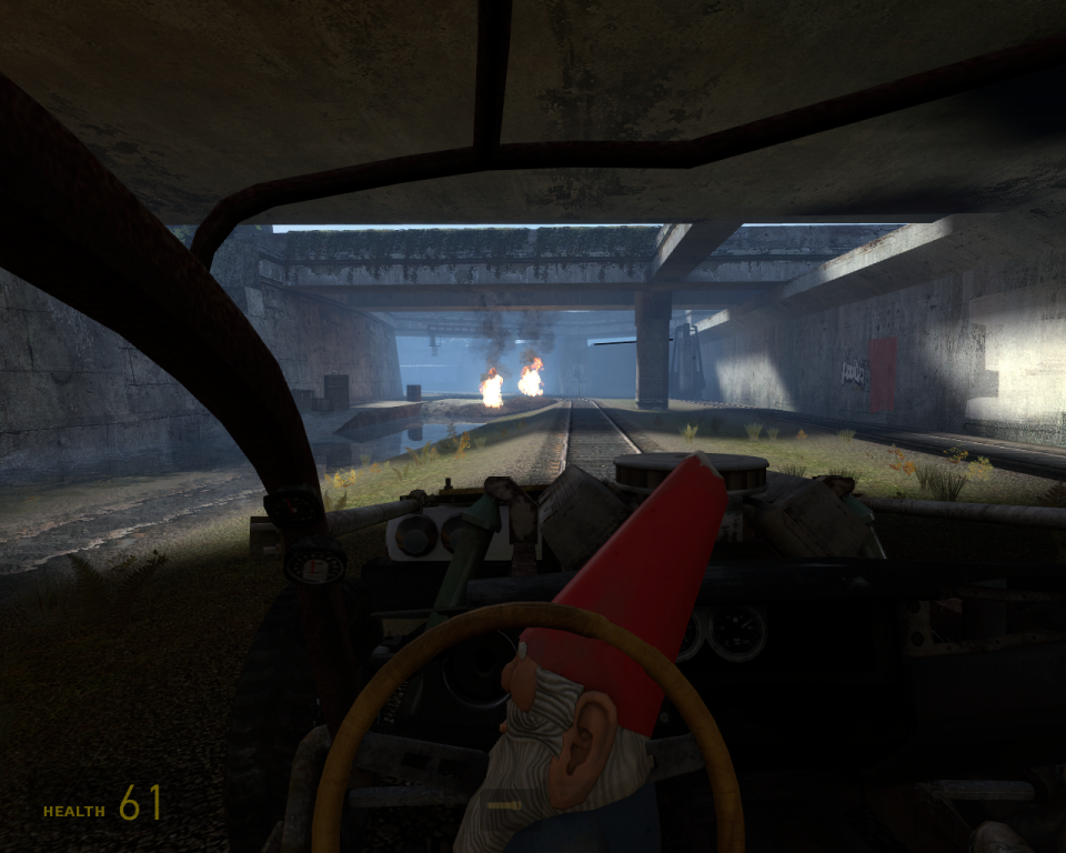 Driving with a gnome in your lap is not an easy task.