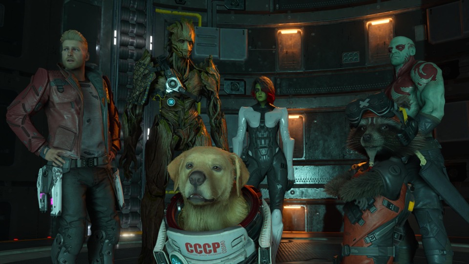 The Guardians crew, plus dog.