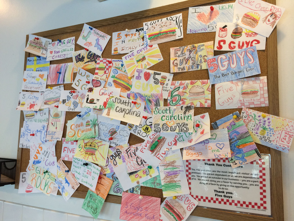 This Five Guys had an additional drawings board.