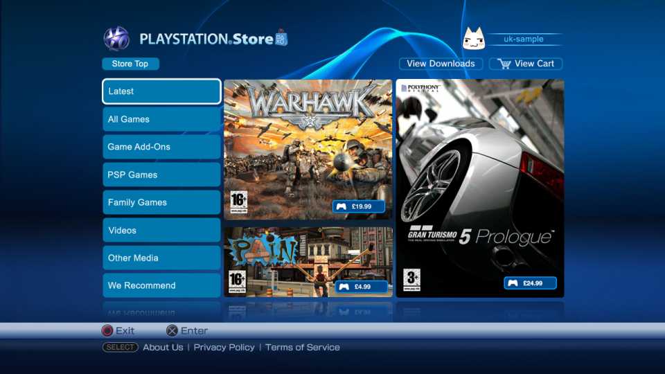 The PlayStation Store home page. You can't access this bad boy right now.