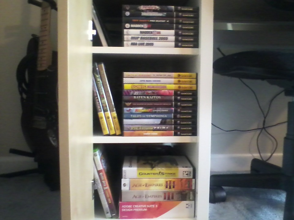 My GC and PC games are inside my desk storage unit.