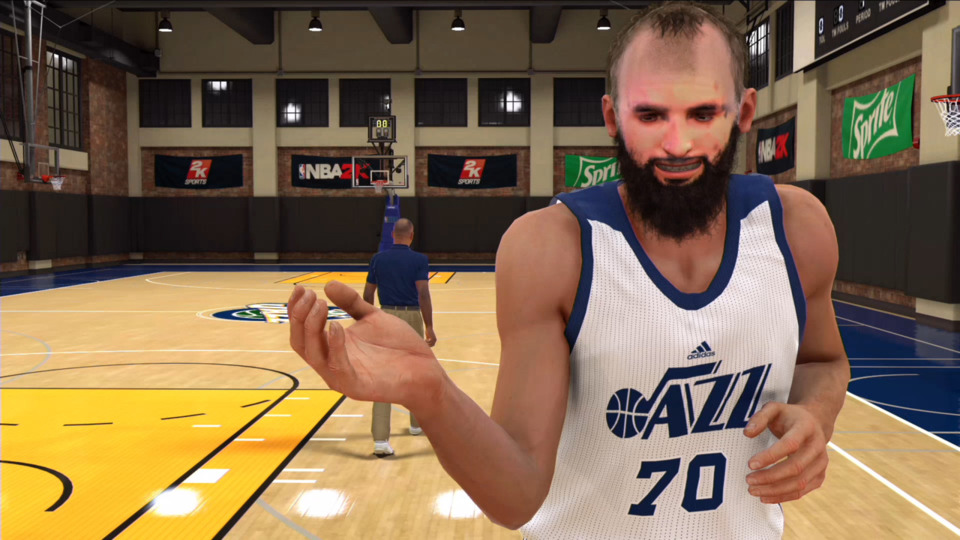 NBA 2K15's face-scanning technology is capable of producing both fairly accurate representations of your face, and abominable horrors. I'll leave it to you to decide where this scan of our own Vinny Caravella falls. 