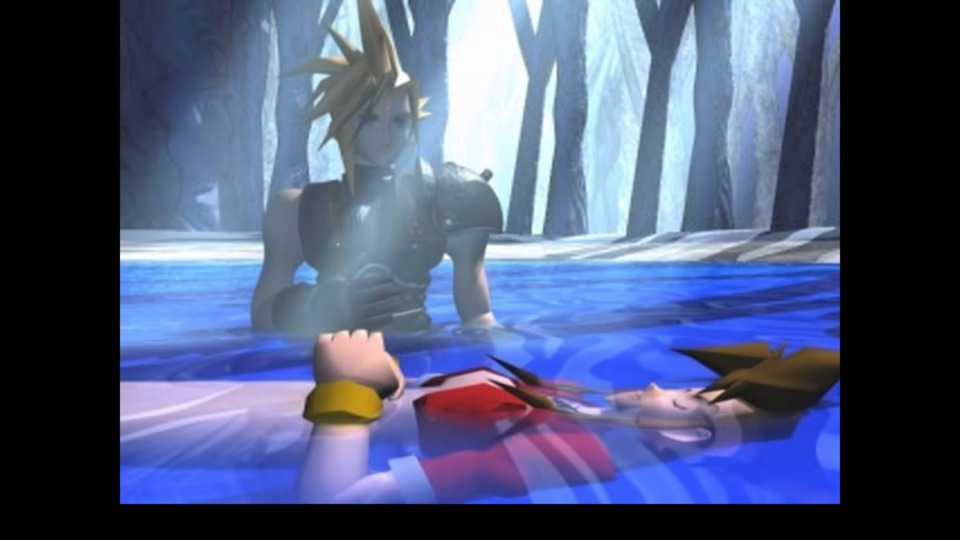 No really...how is Cloud able to stand in the same pool that Aeris sinks into? 