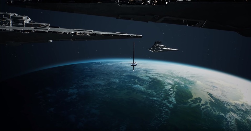 But I have to admit, this scene is beautiful and DICE's Star Destroyer model is worth using. 