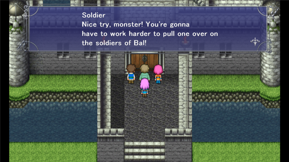 There's a fun bit when Galuf tells his soldiers to never open the gate to his castle under any circumstances and it bites him on the ass.