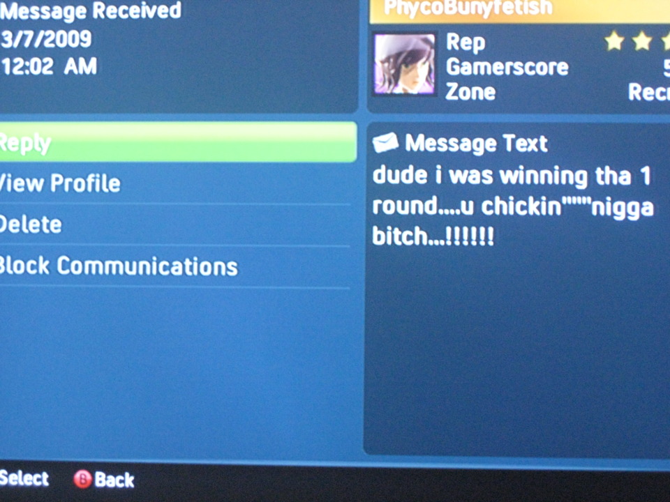 the guy quit mid-match, logs back on, and spams me with messages that are all something along these lines