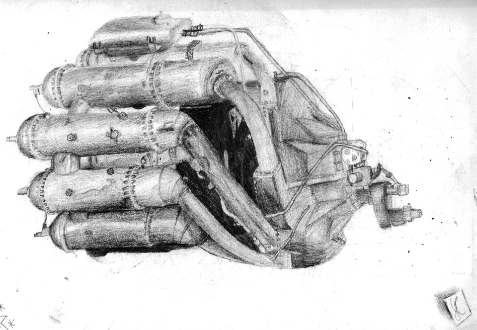  Did this in my early 14's. Some sort of whittle jet engine.