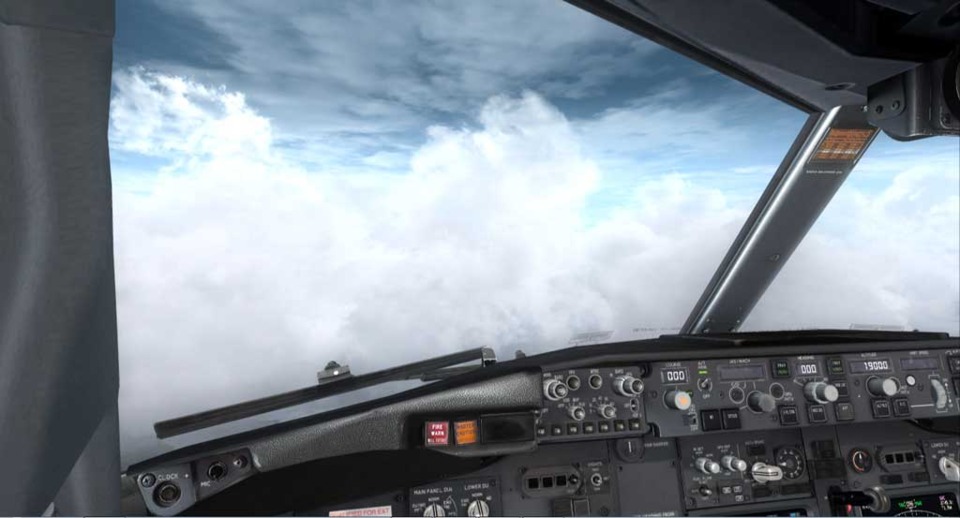 A great view of the clouds from the cockpit of a 737-800NG.