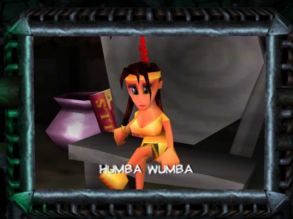 I sort of encountered Humba Wumba backwards: first through her Nuts & Bolts incarnation, and later in her debut state here. Also I guess this game just has a sexy (in N64 terms, anyway) Native American woman in it apropos of nothing. Better than Sexy Grunty, I guess, but it's evident these games were a lot hornier than I seem to remember them.