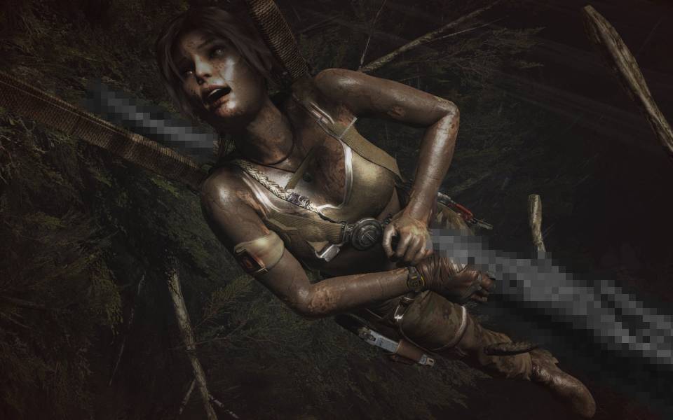 There are a couple of instances throughout the game where Lara is covered f...